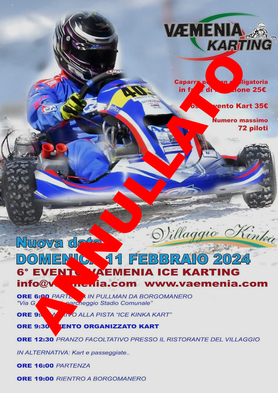 Scopri di più sull'articolo 6° Evento Vaemenia Ice Karting – ANNULLATO