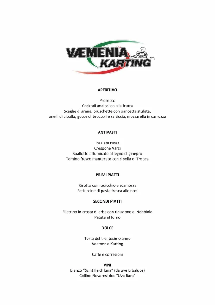 menù vaemenia 2024